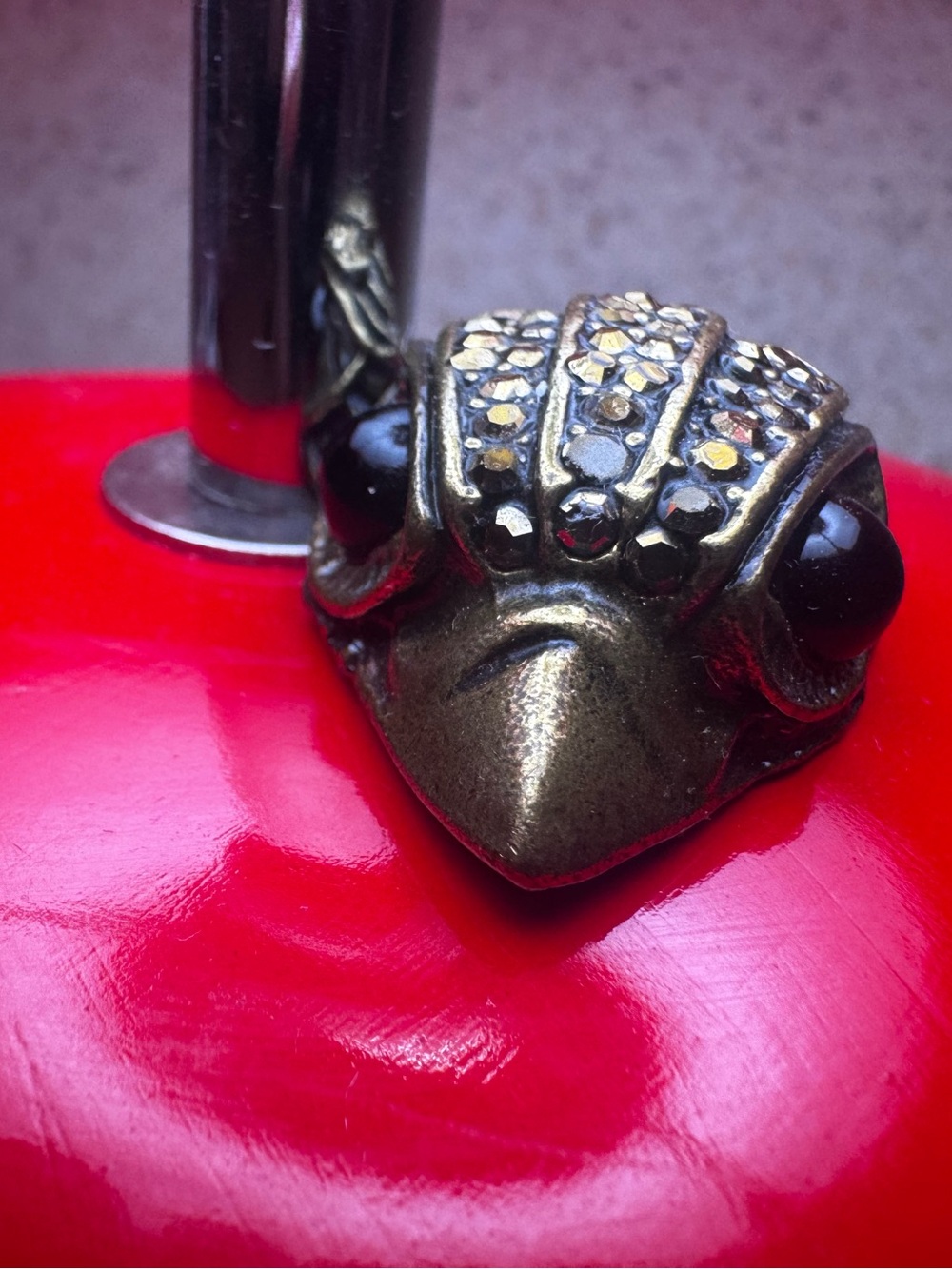 Bronze Frog Decorative Accent with Black Eyes - Home Accents